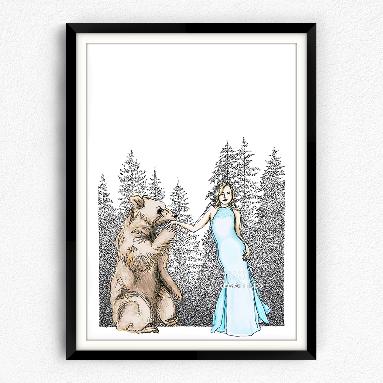 Bare print in a black A2 frame