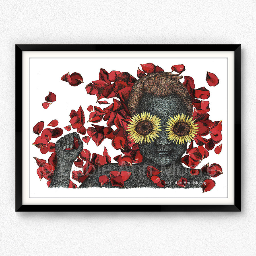 Flowers for her Grave print in a A2 black frame