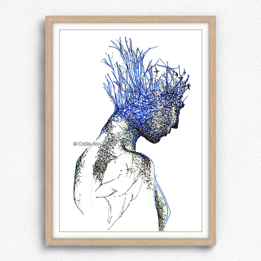 Neuroplasticity print in a A2 raw oak frame