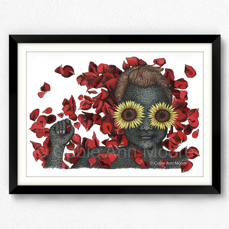 Flowers for her Grave print in a A3 black frame