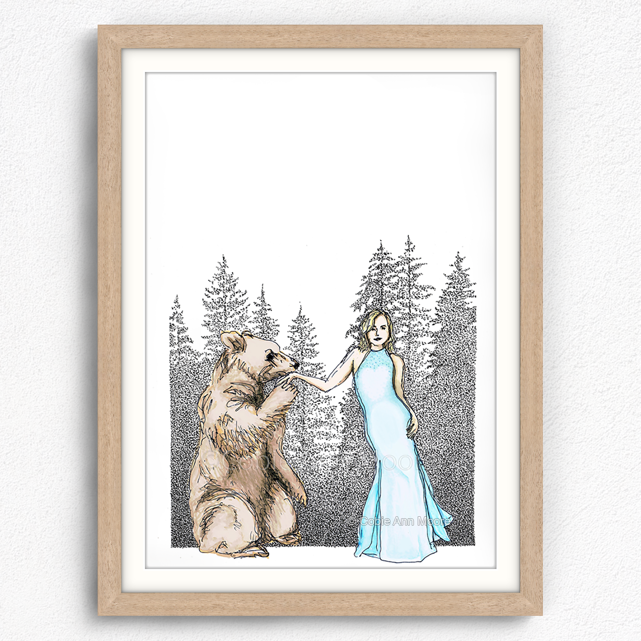 Bare print in a raw oak A3 frame