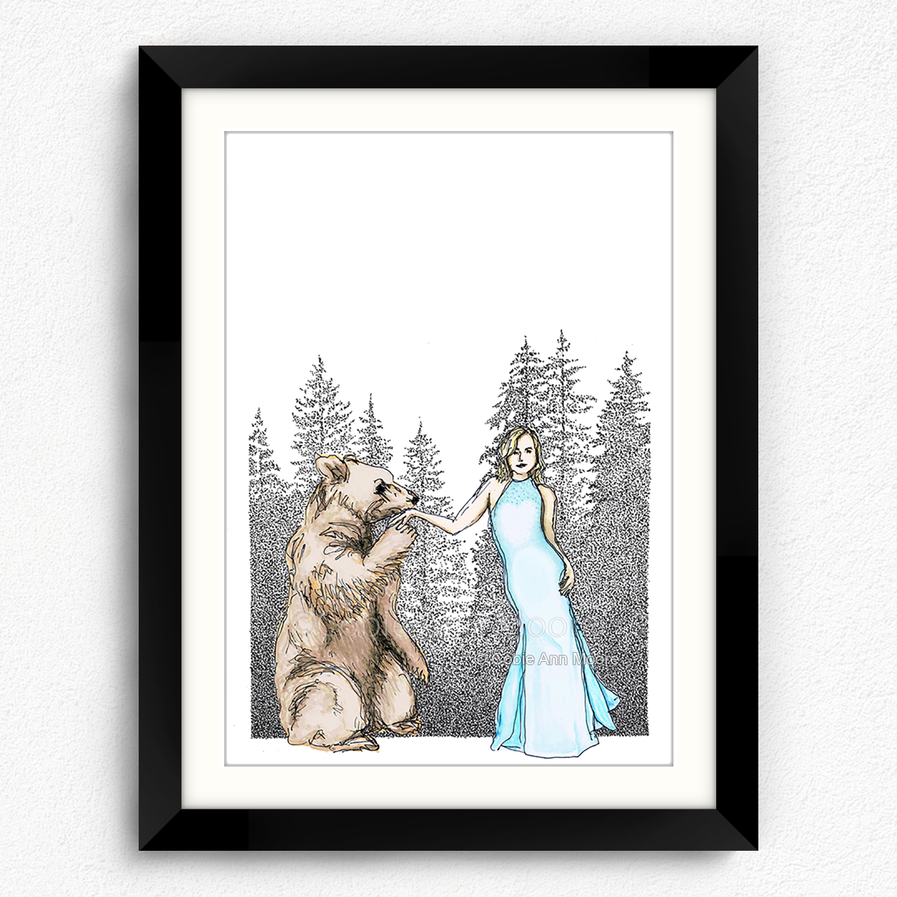 Bare print in a black A4 frame
