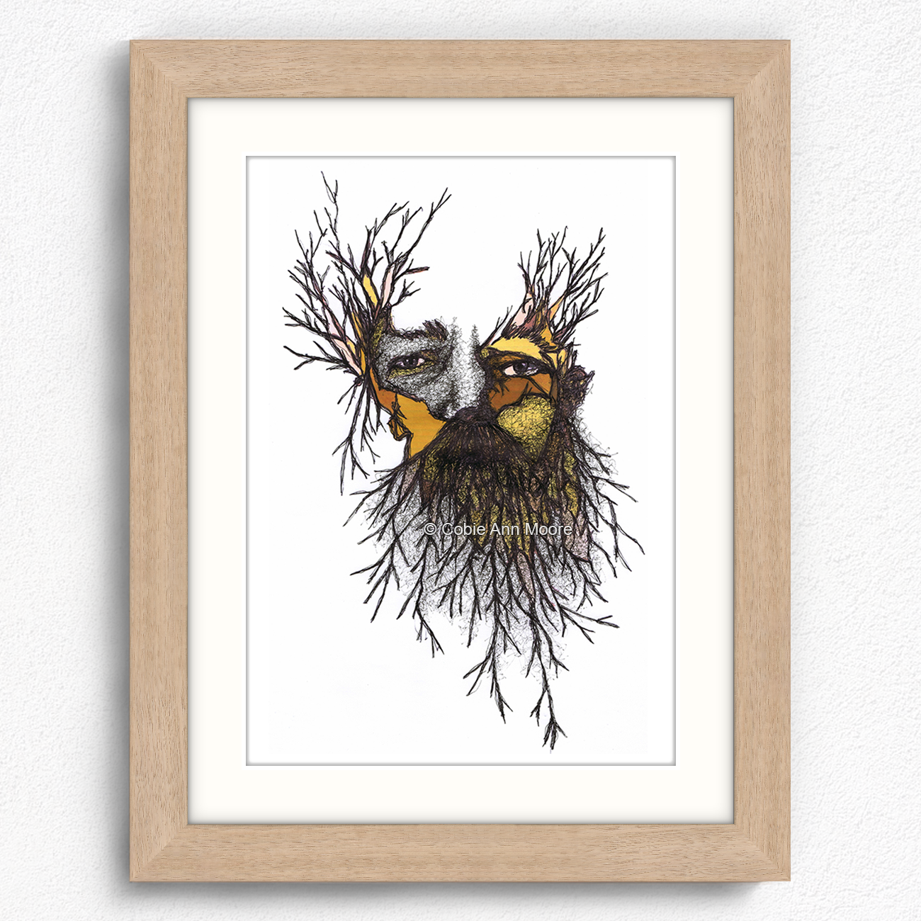Wild Man print in a raw oak A5 frame