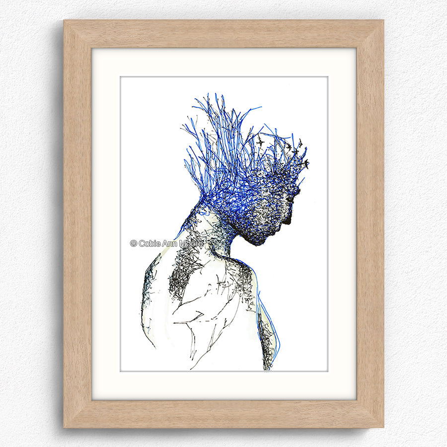Neuroplasticity print in a A5 raw oak frame
