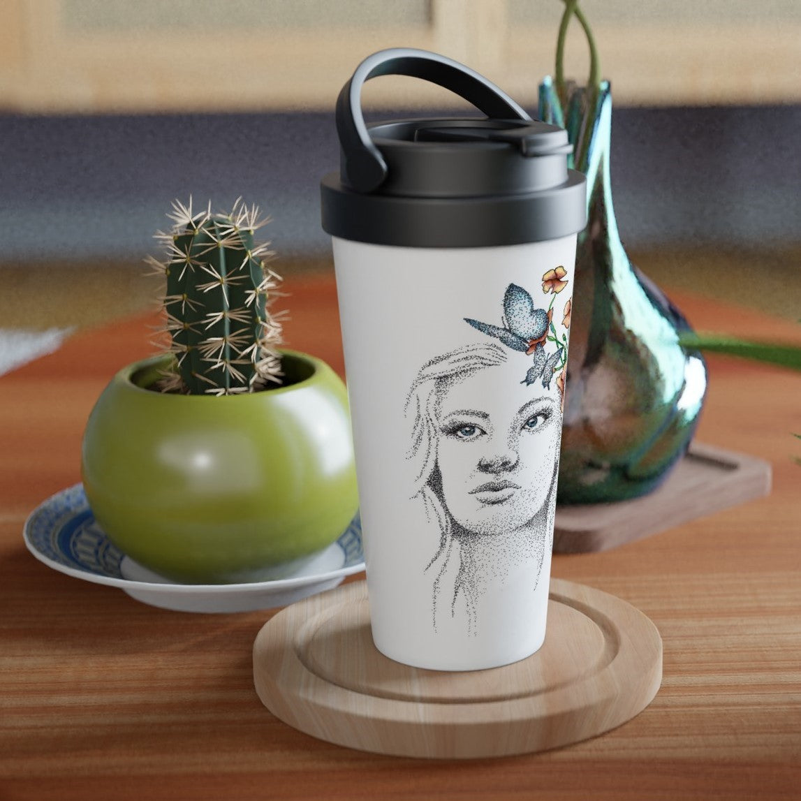 Blue Butterflies Travel Mug