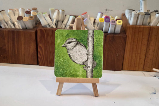 My new little birds series, created with stippling and watercolour